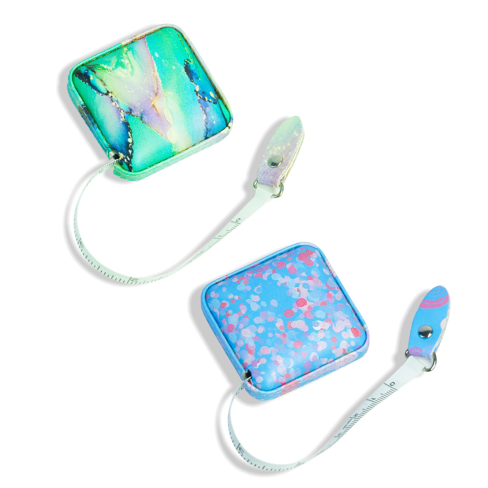 Aaymoous Mini Retractable Soft Tape Measure for Sewing, Fabric, Body Measurements - Emerald Green+Ice Blue