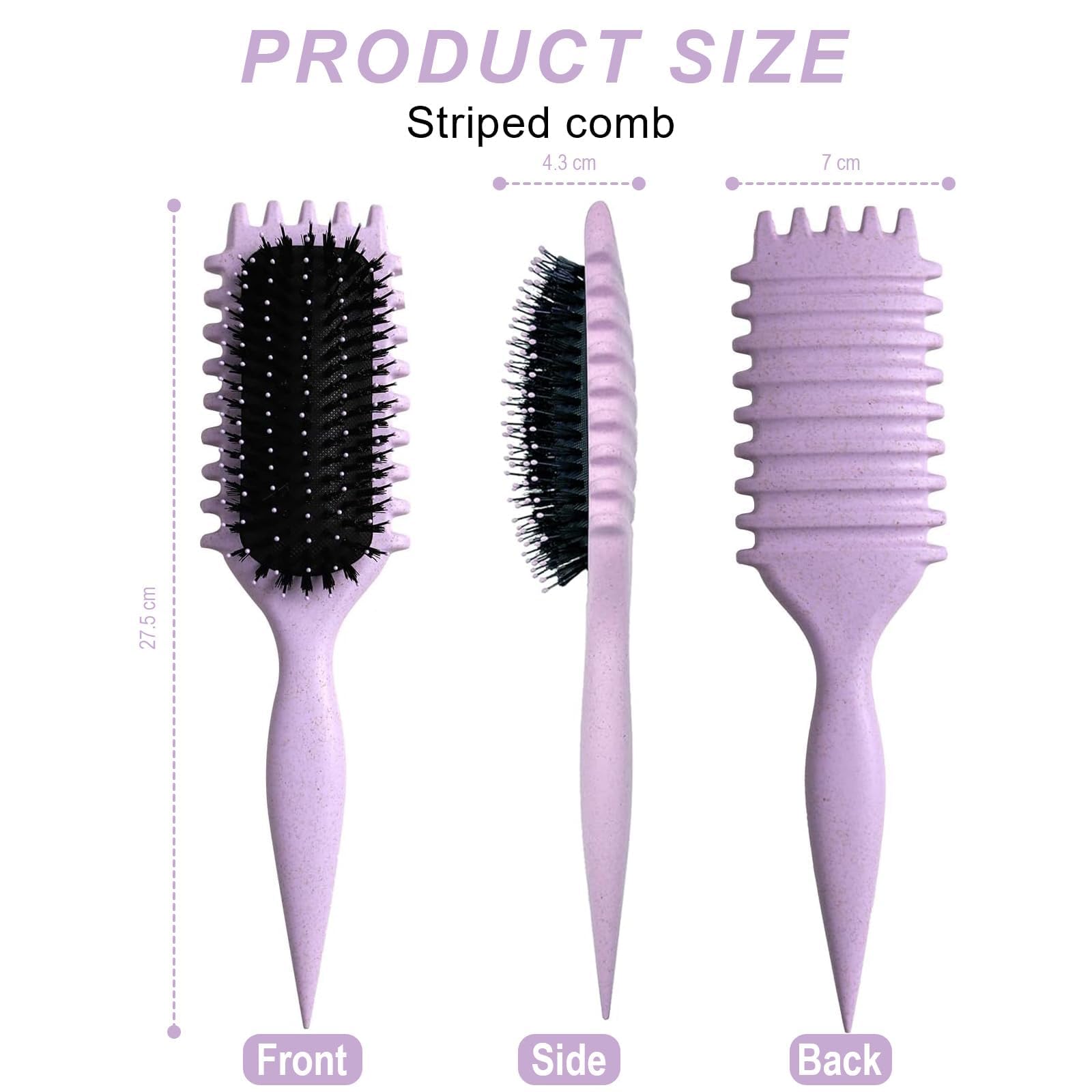 Cepillo Pelo Rizado Método Curly con Pulverizador Agua Pelo - Peine Definidor de Rizos para Formar, Definir Rulos y Reducir Frizz - Color Rosa, 27cm，200ml Spray Bottle