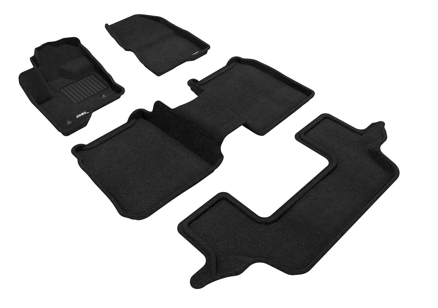 3D MAXpider Custom Fit Elegant Floor Mat Black for 2009-2019 Ford Flex - 1ST Row 2ND Row 3RD