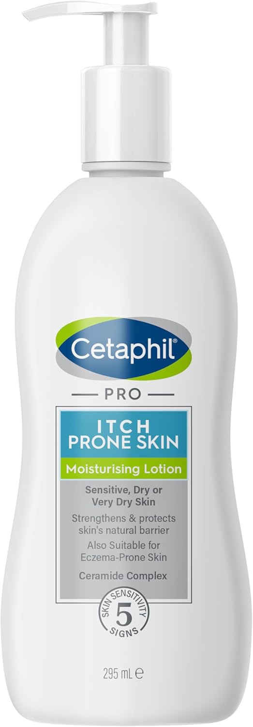 Cetaphil PRO Body Moisturiser, 295 ml, Moisturising Lotion For Itch Prone and Eczema Prone Skin, With Niacinamide and Shea Butter, Vegan Friendly