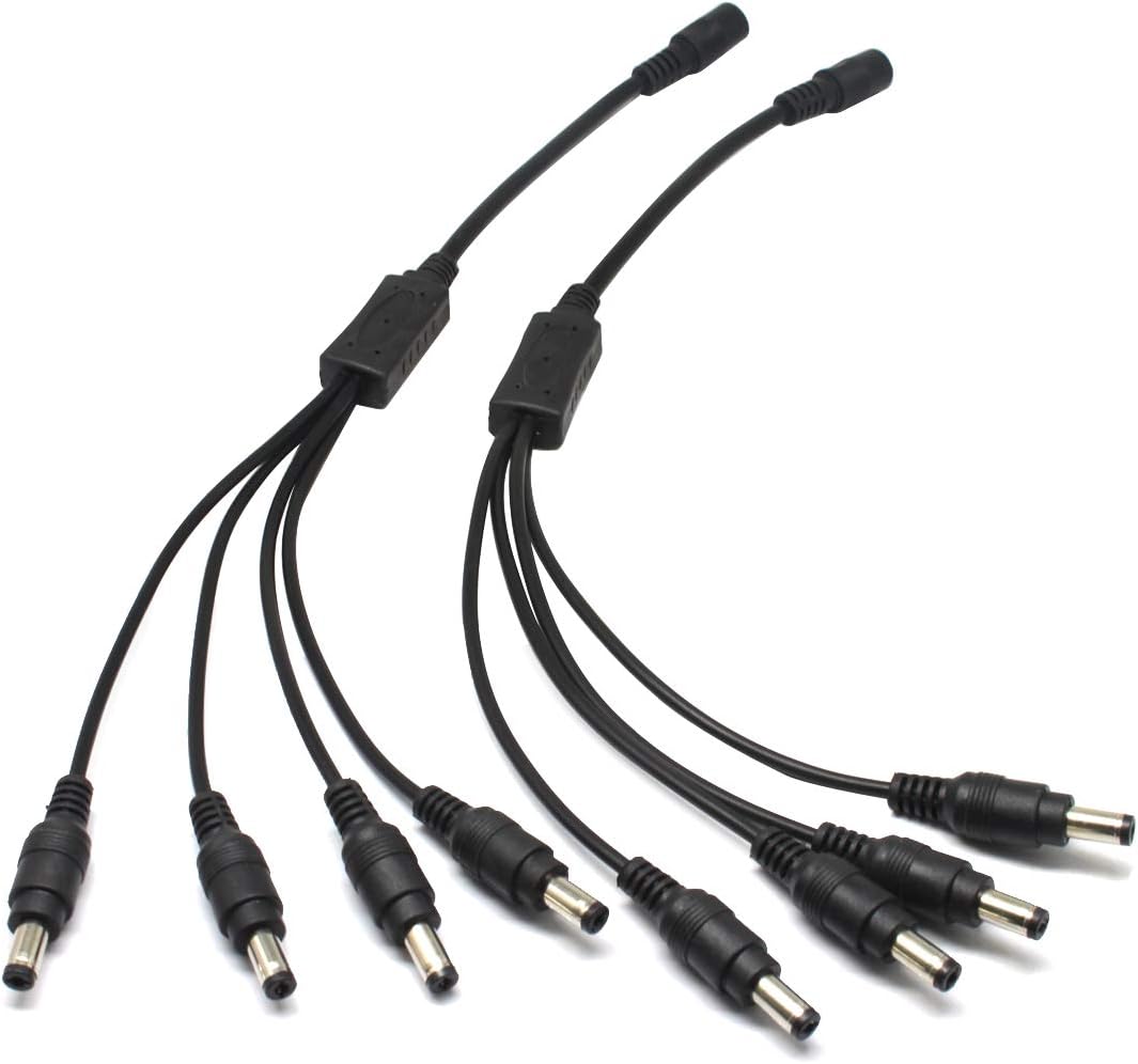 Security-01 4 Way DC Power Splitter Cable Barrel Plug 5.5mm x 2.1mm for CCTV Cameras Dvr LED Light Strip and More