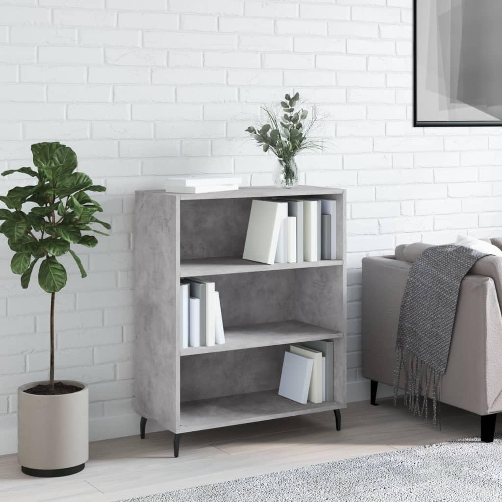 Aparador gris hormigón de 69,5x32,5x90 cm en madera de ingeniería para almacenamiento