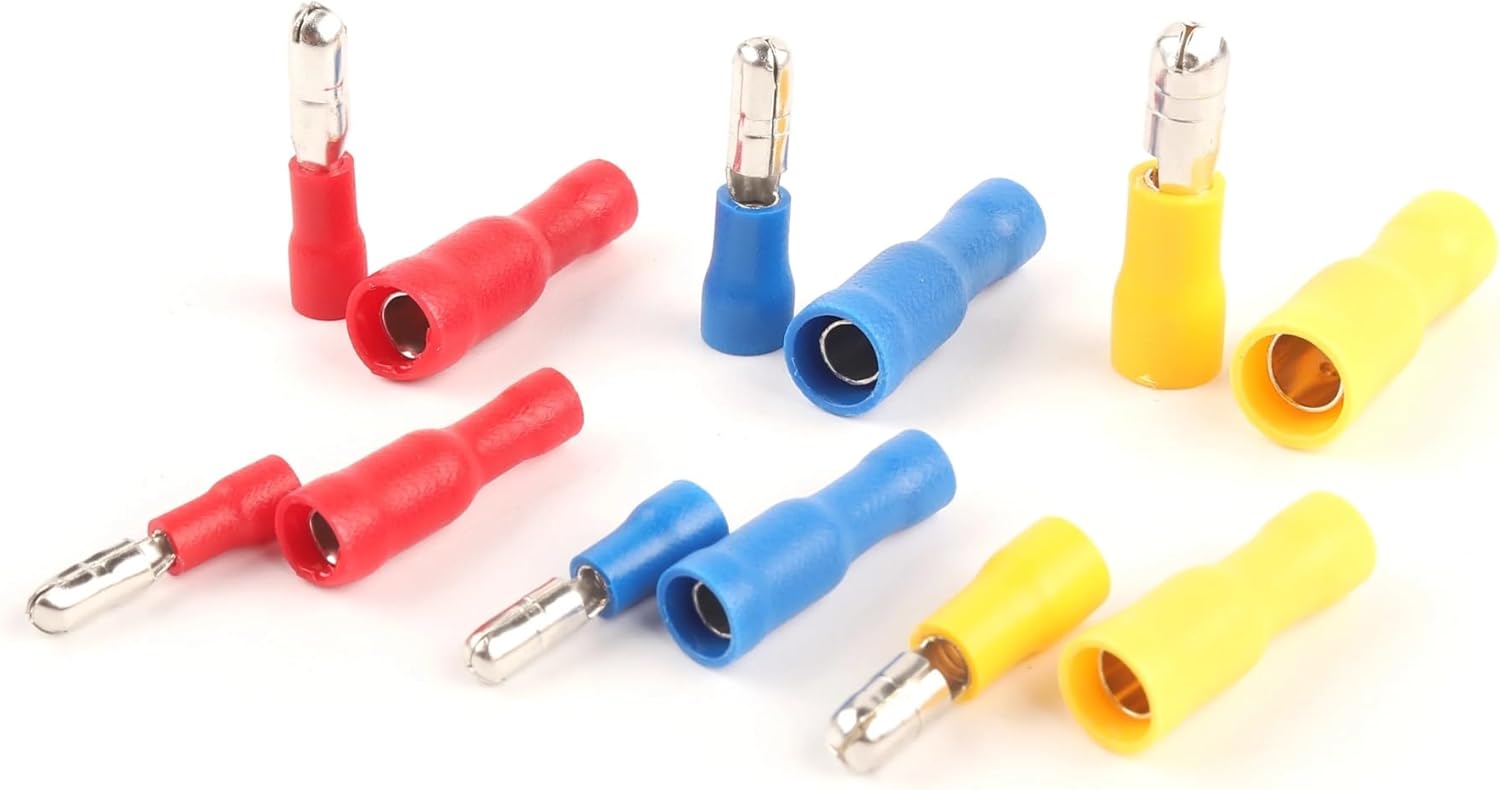 5/10/25PCS Audio Wiring PVC Shaped Female Male Insulating Joint Wire Connector Insulated Electrical Crimp Terminal 22-16A (Color : Blue MPD FRD, Size : 20PCS(10set))