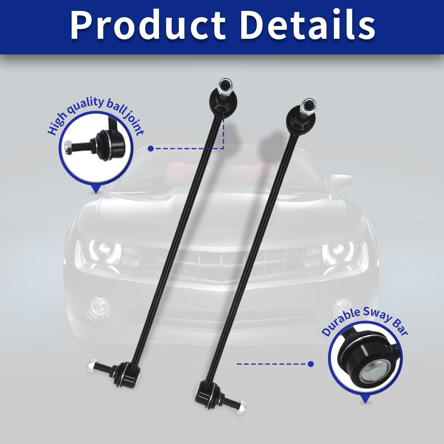 Sway Bar Links K750552 K750553, Front Stabilizer Sway Bar End Link Kit Compatible With 2010-2013 Chevrolet Camaro 2014-2015 Camaro LT SS LS