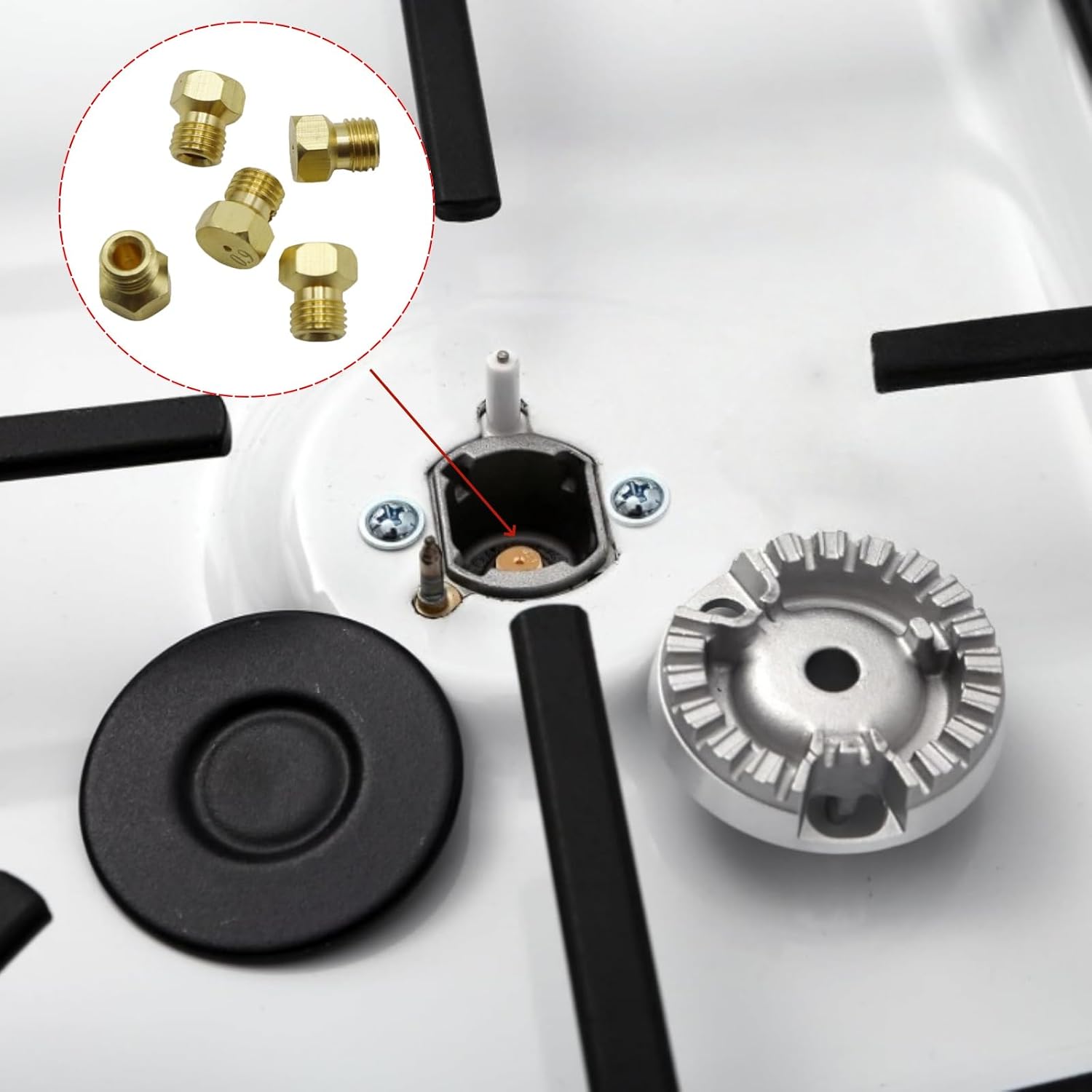 36Pcs Range Stove Oven Orifice Conversion Kit - Natural Gas to Propane LPG Brass Jet Burner Nozzle Replacement Parts, M6x0.75 mm Gas Spray Tip (0.3/0.4/0.7/0.8/0.9/1.0/1.1/1.2/1.5/1.7/1.9mm)