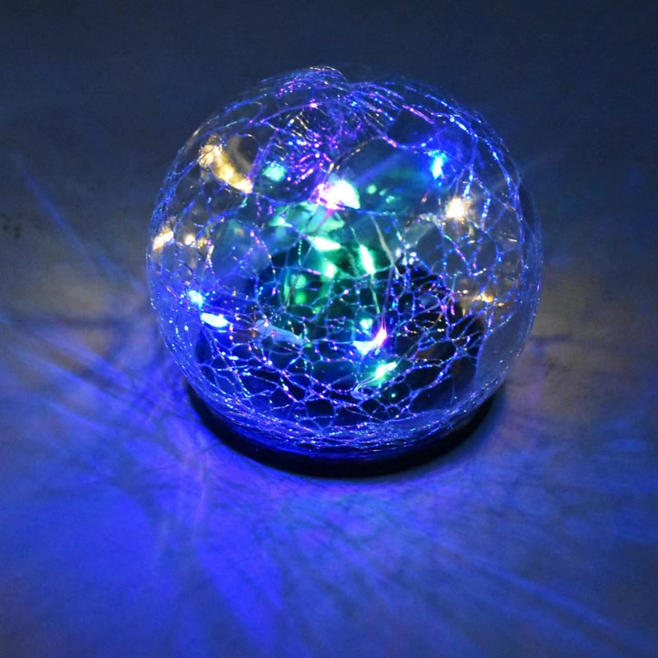 Shanjia Multicolour Outdoor Solar Globe Lights, Cracked Glass Round Ball Light Outdoor Decor, Waterproof Garden Crackle Glass Solar Lights,Landscape Garden Ball Lights (, 15Cm 30Led)