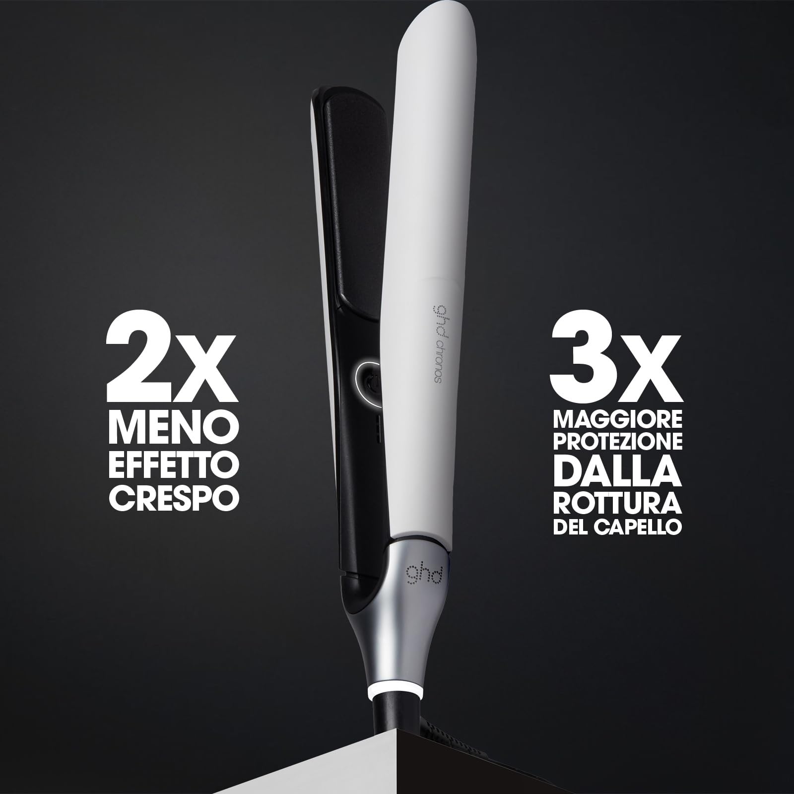 ghd Chronos Piastra & Styler Bianca – La Più Avanzata, Styling 3X Più Veloce, Maggiore Lucentezza – Senza Danni da Calore Estremo – Per Tutti i Tipi di Capelli | 85% più luminosità, Lamelle in Ceramica, Tecnologia HD Motion-Responsive, Styling 3 Volte più