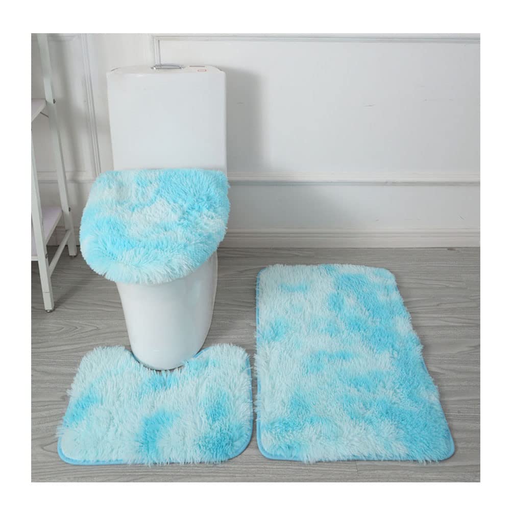 CYlovinho 3 Pcs Bath Rugs Set, Bath Rug + Contour Mat + Toilet Seat Cover, Super Soft Microfiber Water Absorbent and Non-Slip Bathroom Rugs with PVC