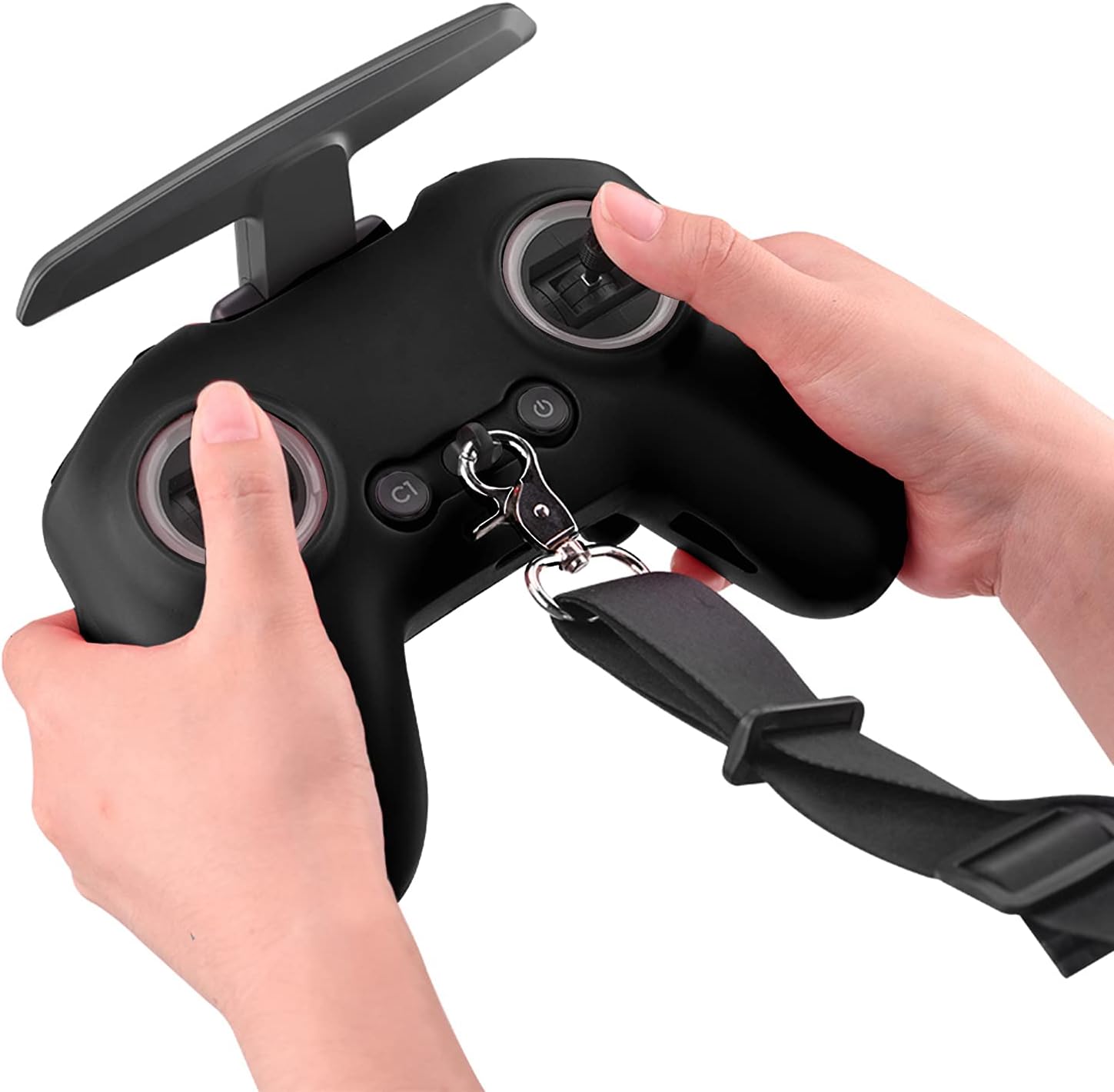 FPV Remote Controller Silicone Protect Cover and Adjustable Lanyard for DJI FPV and DJI Avata Drone Combo Accessories (Black)