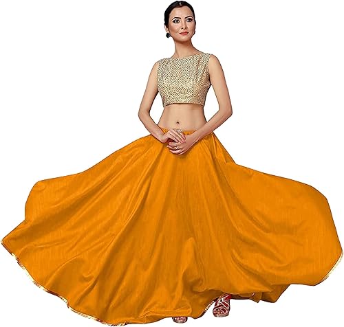 Vista 3 de Chadrakala Lehenga Flaire - Los bordes de la falda larga tienen cordones, talla única (S110)