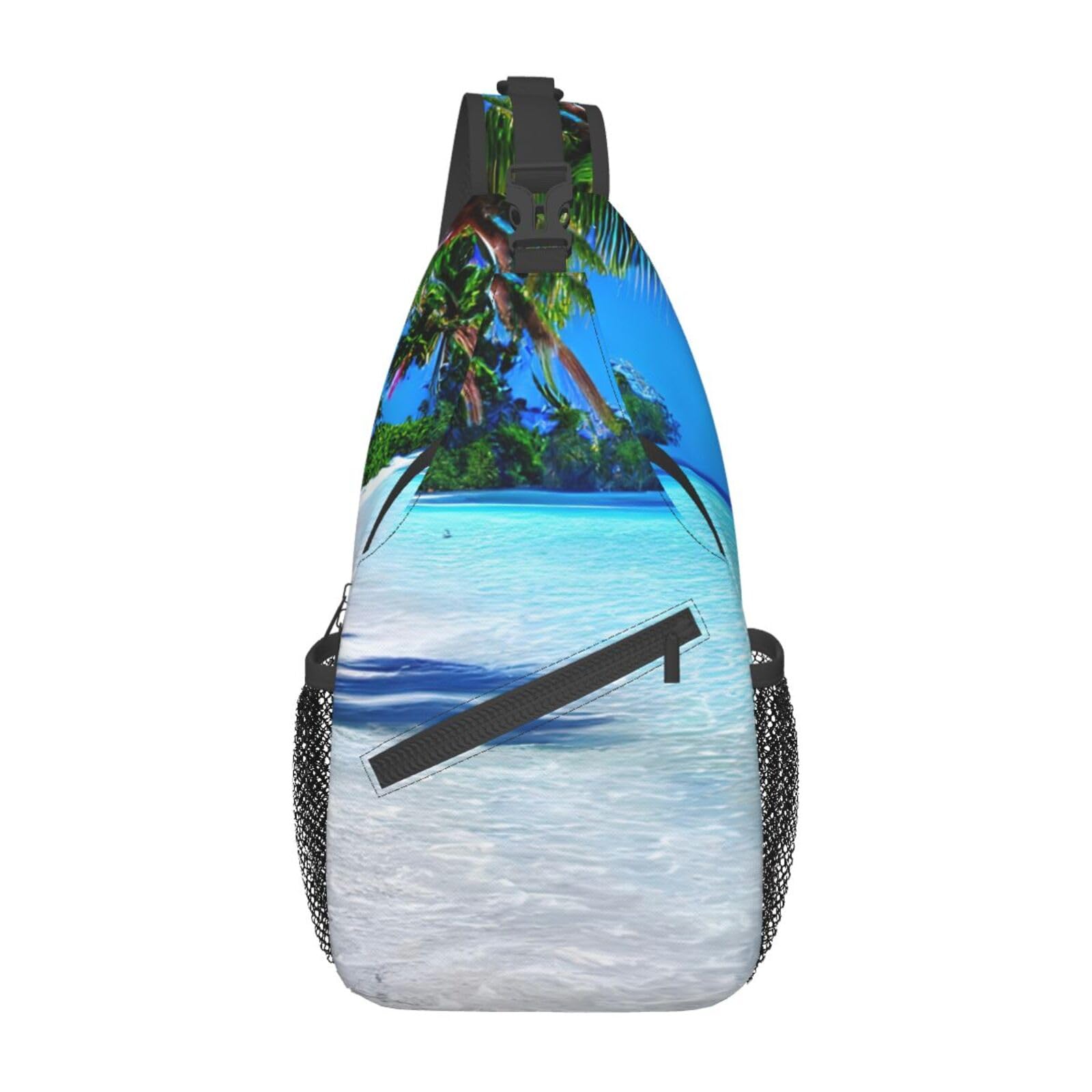 Sac à dos imprimé sable tropical blanc avec sangle ergonomique ajustable - 8