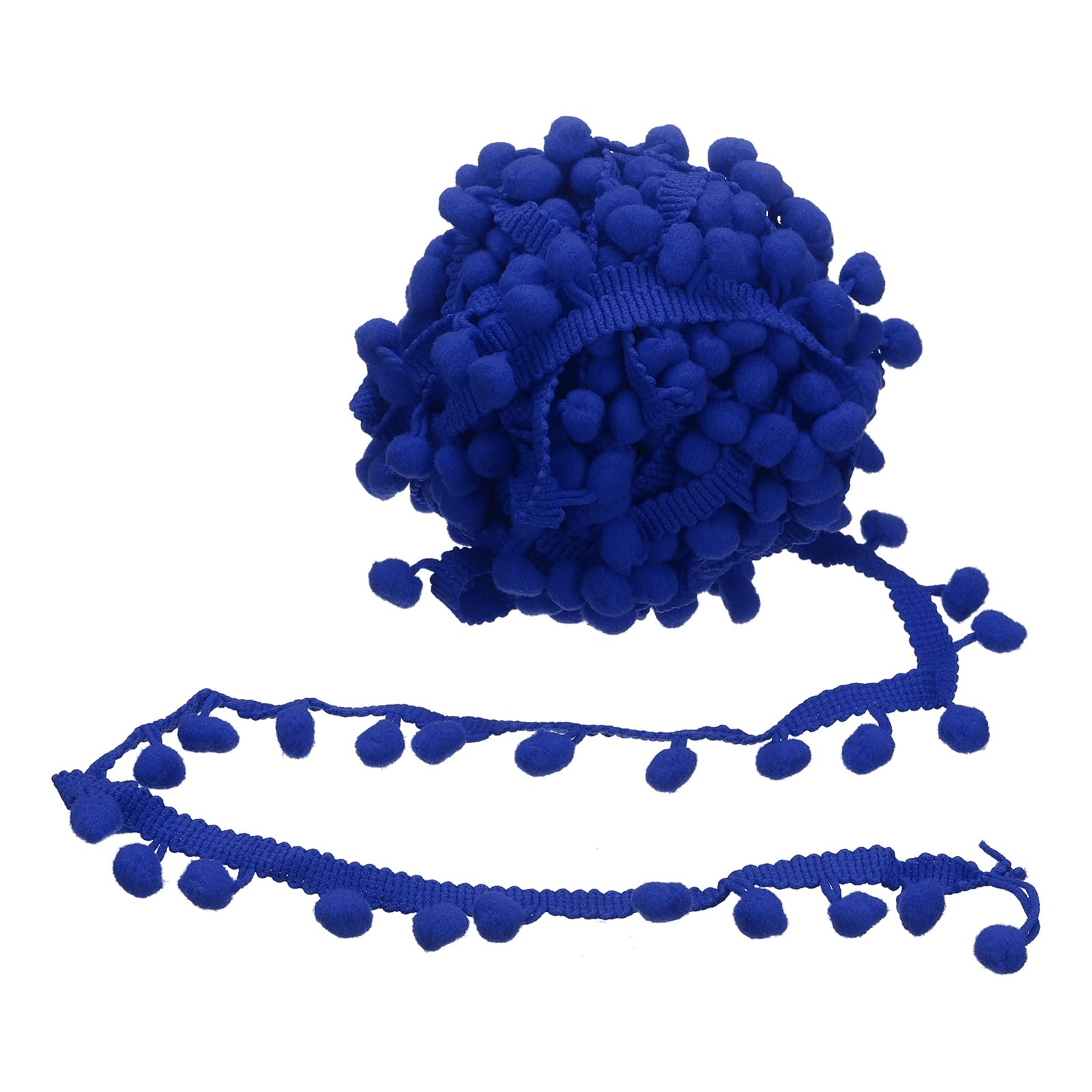 sourcing map 12 Yards Pom Poms Trim, 0.39" Wide Pompoms Balls Fringe Trim Ribbon Tassel Lace Accessory for DIY Craft Sewing Clothing Curtain Pillow Home Decoration(Dark Blue)