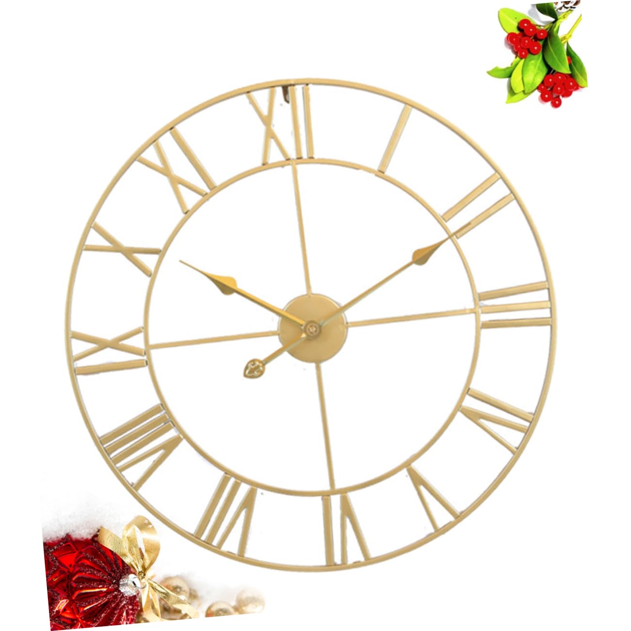 Cabilock Reloj de Pared de Hierro Beige Silencioso para Cocina y Hogar | Decoración para Pared, Fácil de Instalar y Retirar, Estilo Creativo y Chic