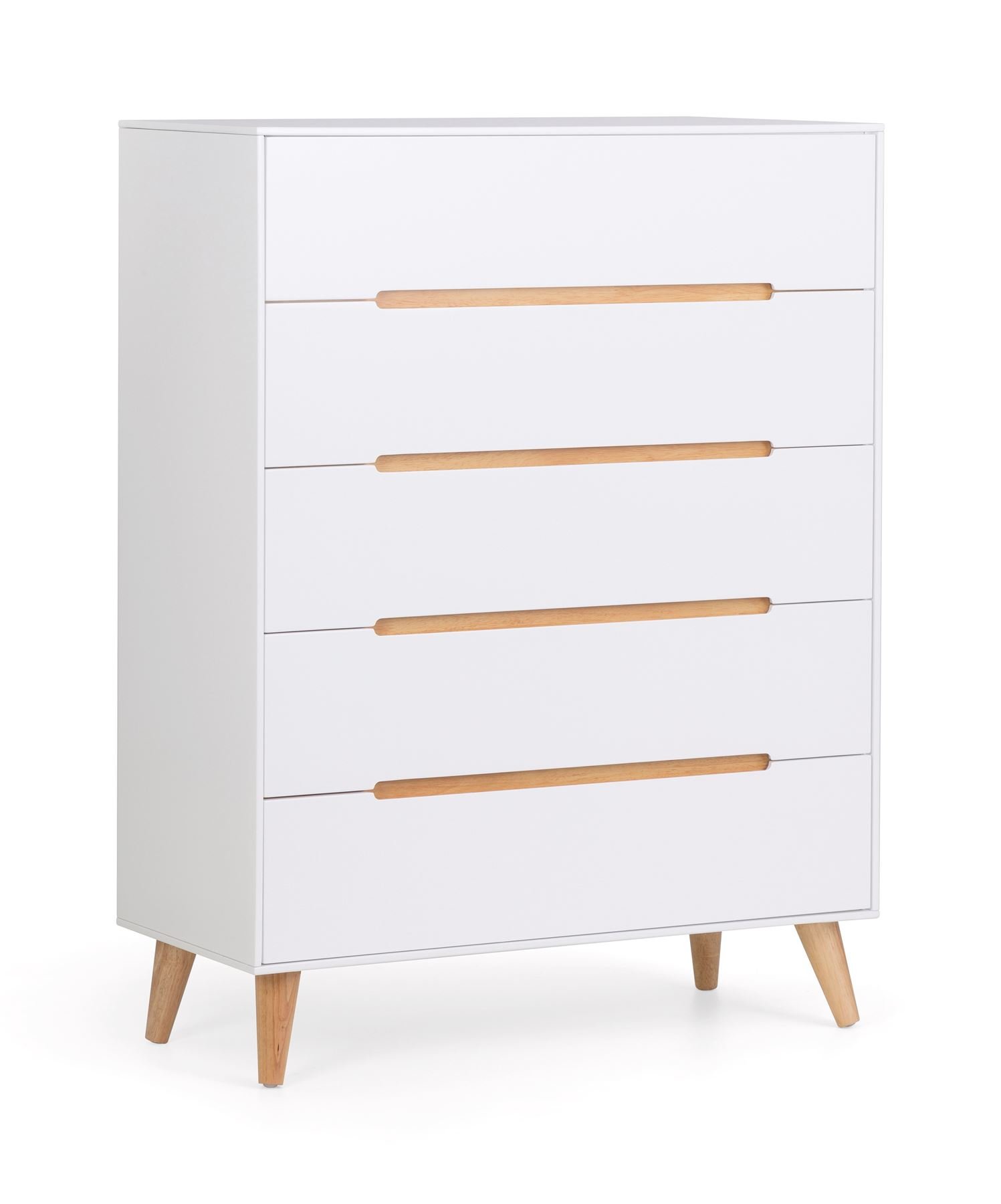 Julian Bowen Alicia White and Oak 5 Drawer Chest of Drawers