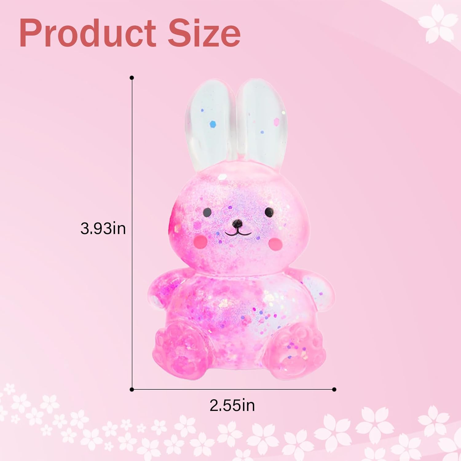 Sezua Squishy Fidget Stress Ball - Easter Basket Stuffers, Taba Squishies Squeeze Sensory Rabbit Toys, Rabbit Squishy Sugar Stress Ball Toys for Adult Kid, Glitter Rabbits Gift for Birthday Christmas