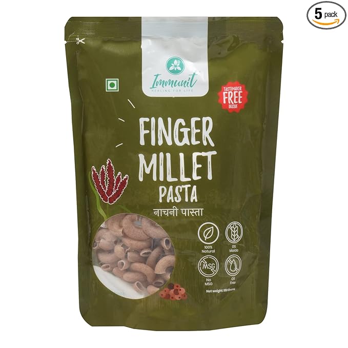 No Maida Assorted Millet Pasta, Pack of 5 (1 Each*Ragi, Jowar, Little, Foxtail, Emmer Wheat) | Vegan, Not Fried, No MSG, No Preservatives