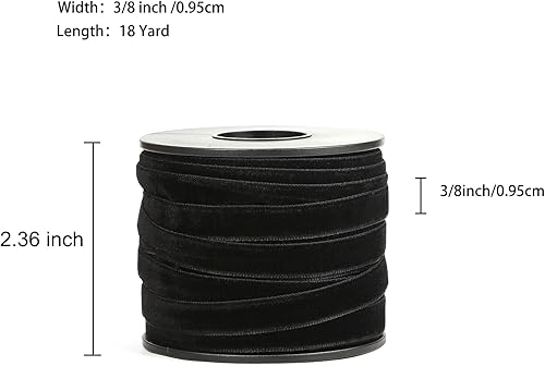 Miniatura 2 de HedongHexi Cinta de terciopelo de 18 yardas de ancho de 38 pulgadas de ancho, rollo de cinta de terciopelo de una sola cara con carrete para