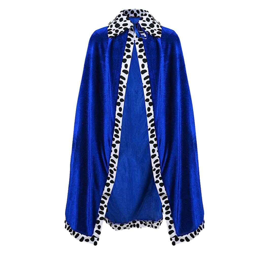 kkrrammii Royal King Queen Cloak Adult Costume Cape 51 in Carnival Robe for Halloween Christmas Cosplay Stage Performance Fairy Tale Party Accessories Blue Purple Red (Blue)
