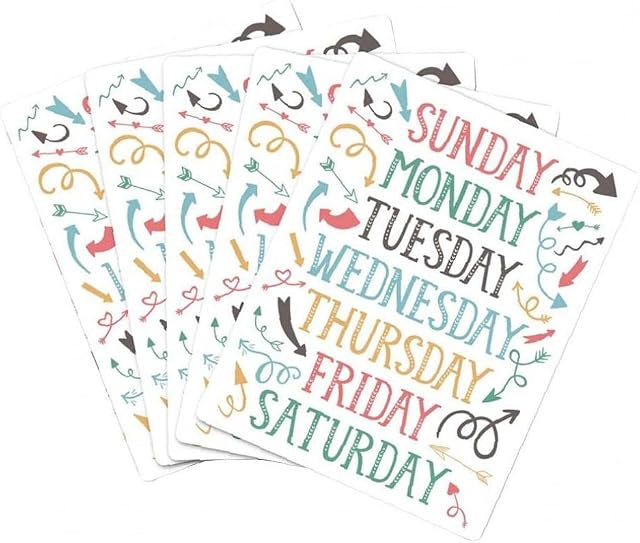 Bemvp Monday to Sunday 7 Days Paper Decorative Stickers Week Label Diary Stationery Album Journal Applique 5pcs