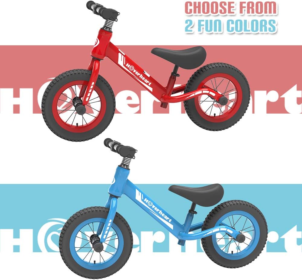 HOVER HEART Lightweight Kid's Balance Bike, 12'' Sports Balance Bike for Toddlers 18~48 Months, 2~4 Years Old with Adjustable seat and Absorbing Pneumatic Tire (Red) : Toys & Games