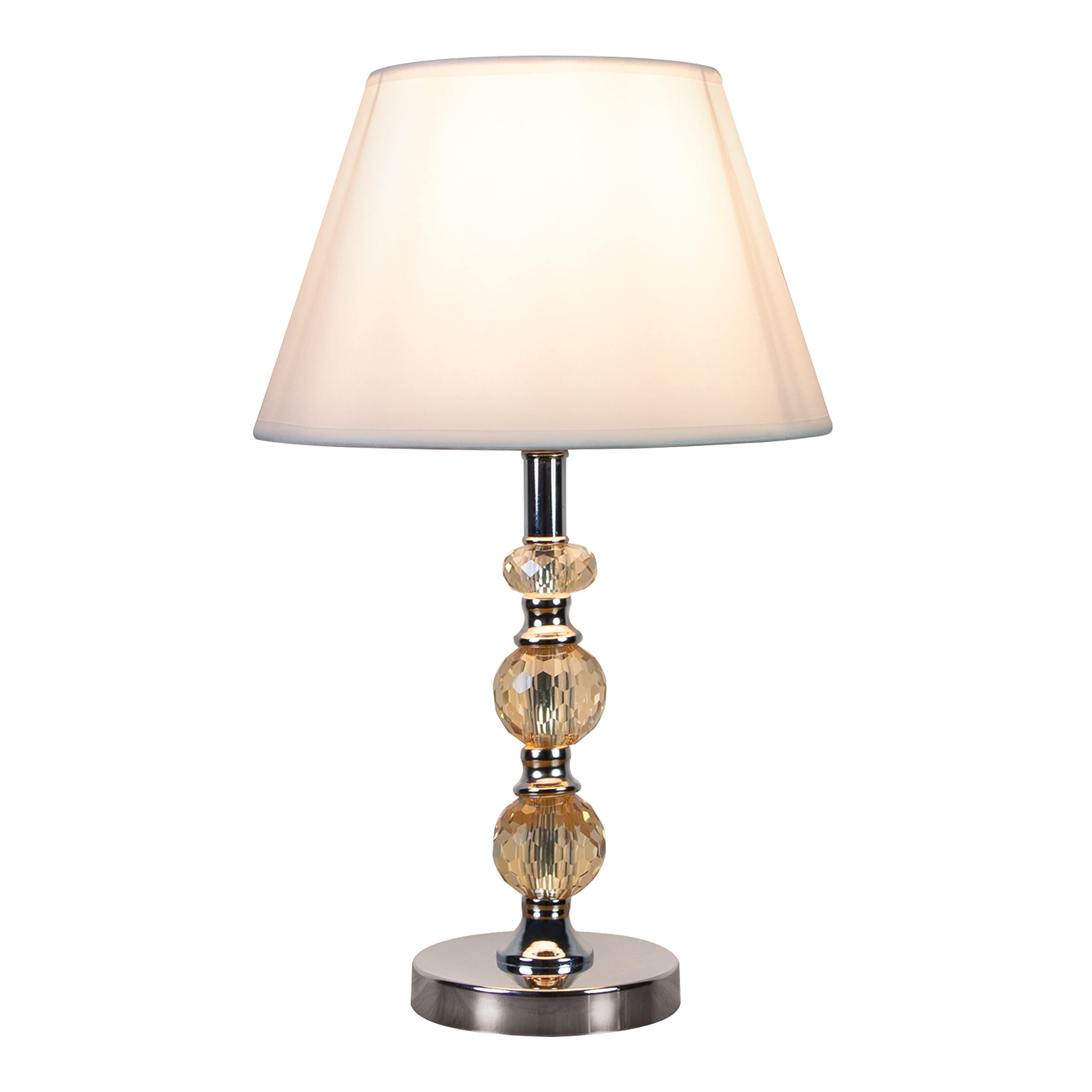 Anika Lighting Chrome Anika 62959 Crystal Sphere Table Lamp With Switch Control/Easy To Install Bulb/Fabric Shade And Metal Base/Mains Powered / 40 X 25 Cm