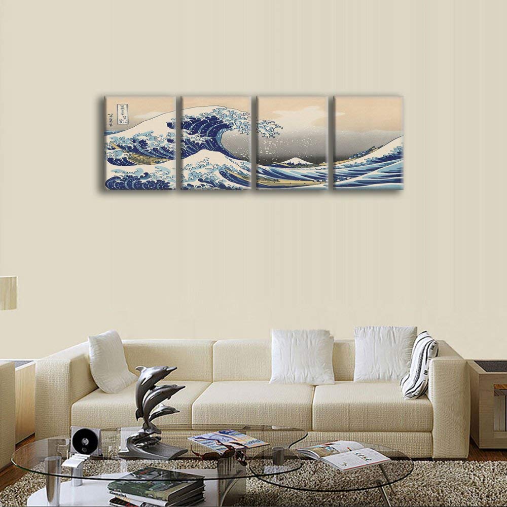 Amazon.co.jp: 【開運絵画】 浮世絵 神奈川沖浪裏 葛飾北斎 壁の絵
