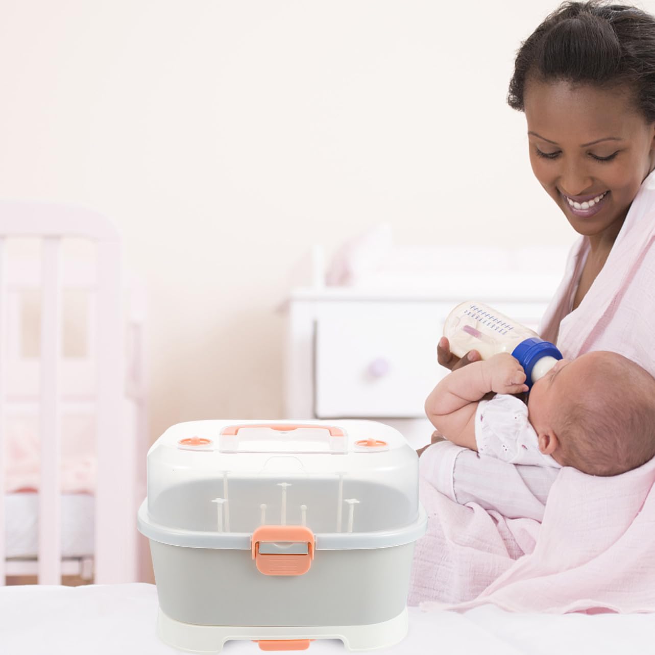 ORFOFE Aufbewahrungsbox Tragbare Großer Kapazität für Babyflaschen mit PP Material leicht zu reinigen für Reisen und Outdoor Aktivitäten Zuhause
