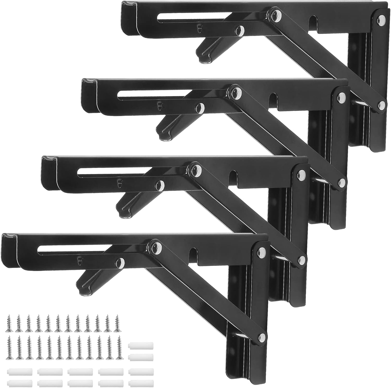 Kyuionty Folding Shelf Brackets 8 Inch, Heavy Duty Metal
