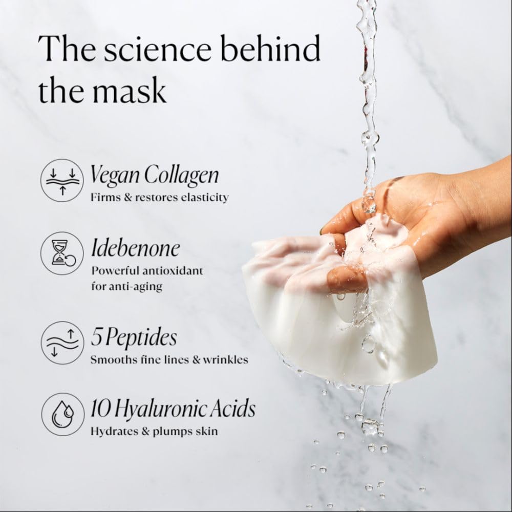 The Face Shop Vegan Collagen Face Mask with Peptides, Hyaluronic Acid & Idebenone Korean Skincare for Firm, Elastic & Glass Skin | Deep Moisturizing & Anti-Aging Sheet Mask (Pack of 1) 2