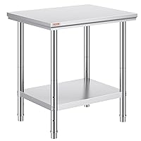Vista 11 de Mophorn - Mesa de trabajo de acero inoxidable de 24 x 24 x 34 pulgadas, mesa de trabajo de preparación comercial de alimentos resistente, mesa