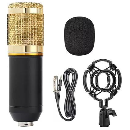 kh Condenser Microphone Professional Studio Broadcasting & Recording Microphone Set Including (Plastic Shock Mount, Wind Foam, XLR Cable to 3.5 mm Cable