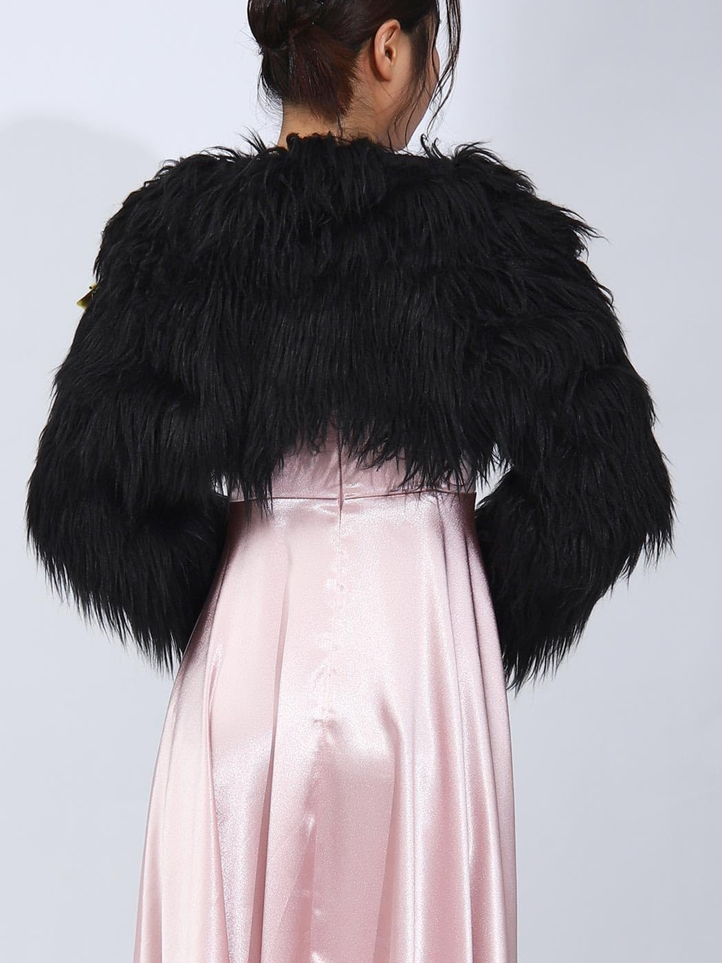 Aukmla Women Faux Fur Bolero Shrugs Winter Wedding Fur Jacket Long Sleeves Evening Fur Shawls Wraps for Bride and Bridesmaid - Image 2