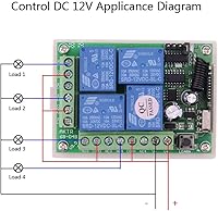 Vista 6 de Interruptor de control remoto DC 12V 4 canales universal 433Mhz Control remoto interruptor momentáneo para control inalámbrico y más