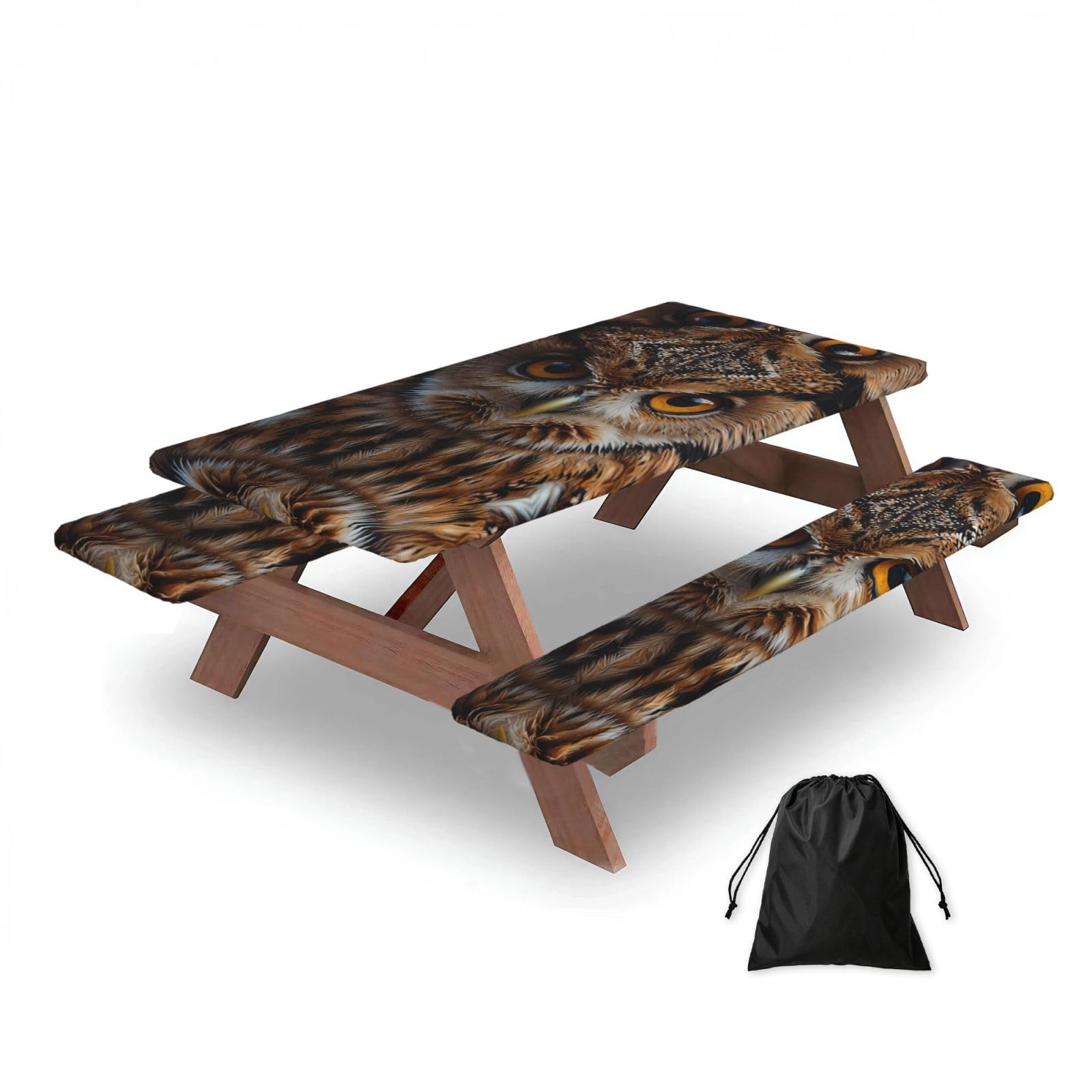 Zqytgfdc Black Owl's Gaze Rectangular Water-Repellent Picnic Tablecloths, Outdoor Camping, Picnic, Bbq