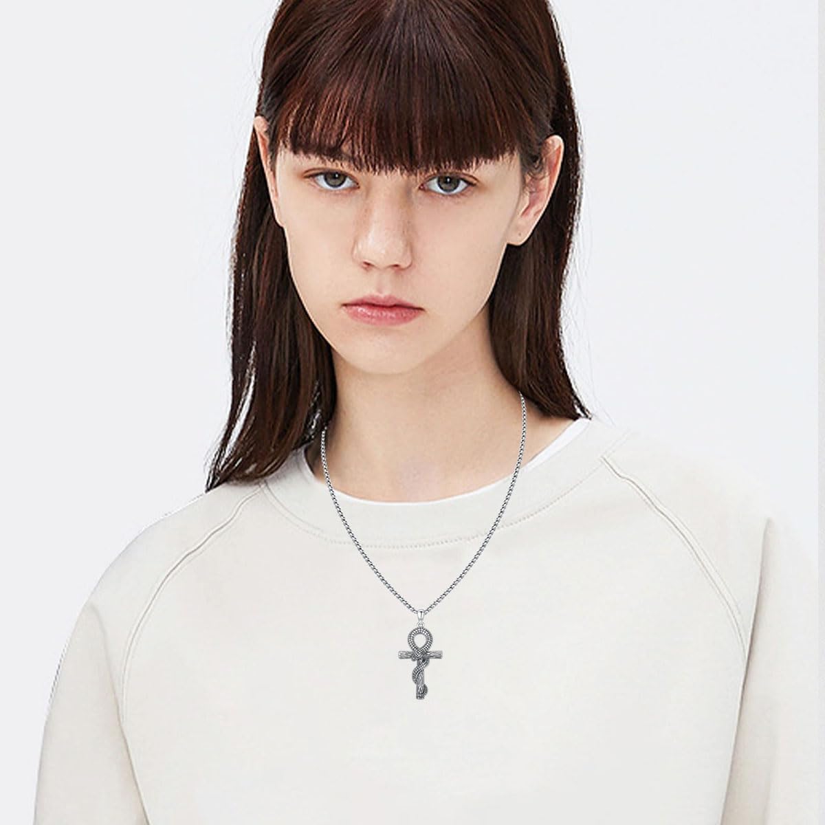 Cross Necklace for Men Women 925 Sterling Silver Crucifix/Baseball/Celtic/Ankh/Bone/Flag/Nail/Gothic Cross Pendant with Stainless Steel Chain for Him Birthday Christmas - Image 3