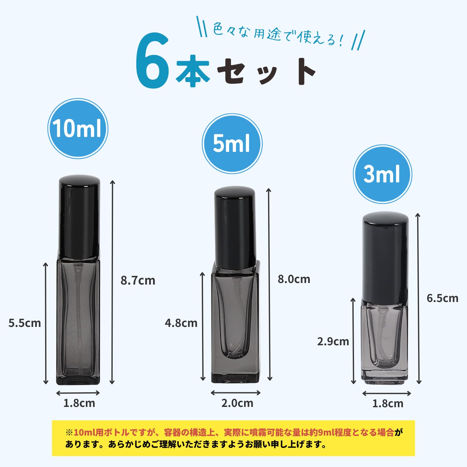 Amazon.co.jp: ANAMO スプレーボトル 5ml 6本 アトマイザー 香水