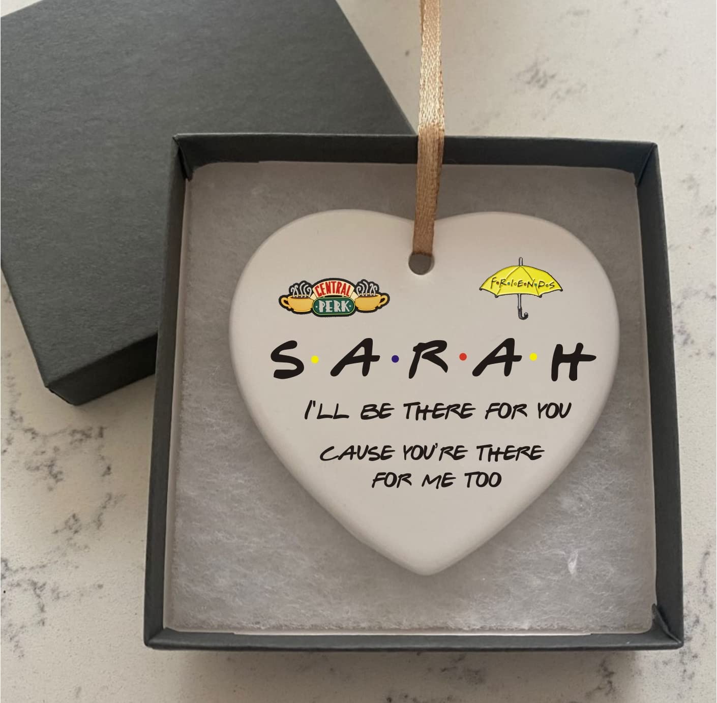 Personalised Friends Be There For You Quote Ceramic Heart With Gift Box Plaque Gift Sign cr30
