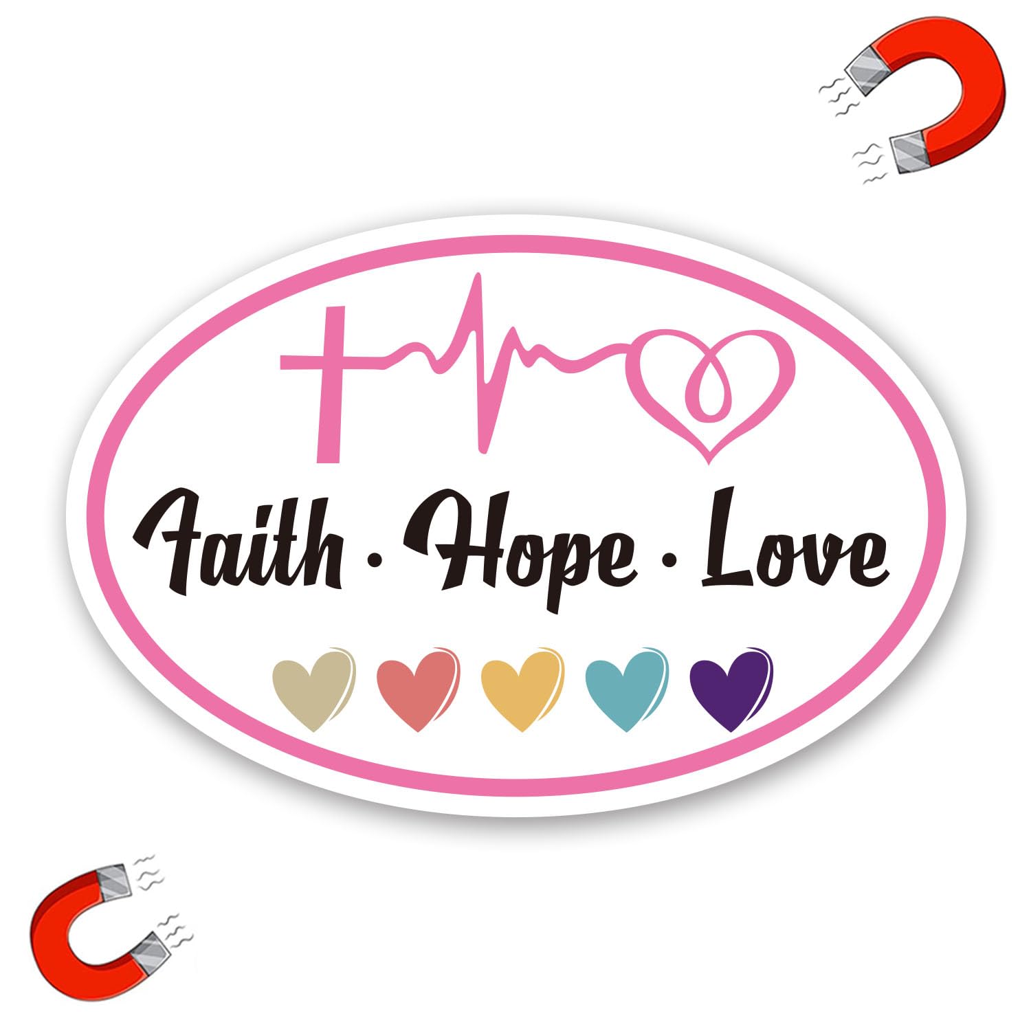 WZCNDIDI Faith Hope Love Heart Car Magnet Decal for Car, Heavy Duty Automotive Truck SUV Magnet Decal