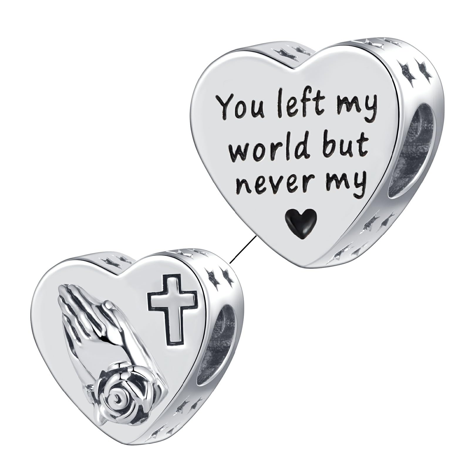 NARTGOPraying Hands Cross Memorial Charm for Women Compatible with Pandora Bracelets