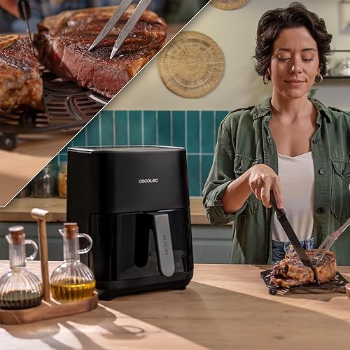 Cecotec Air Fryer Cecofry&Grill Duoheat 4000. Friteuse à Air sans Huile de 4 L, Grill, Plancha, Double résistance, 1900 W, Cuisson uniforme, Moins de graisse, Idéale pour viandes et pizzas - 6