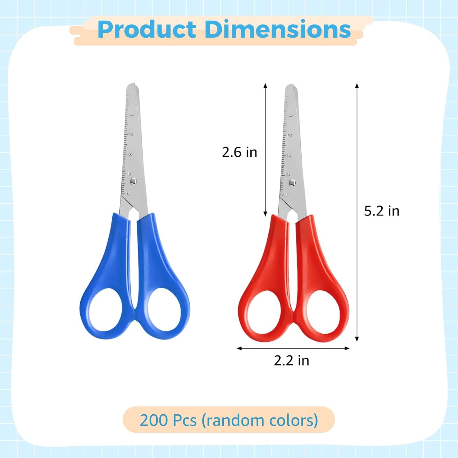 200 Pcs Small Craft Scissors, 5.2×2.2" Blunt Tip Safety Scissors, Stainless Steel Craft Scissor, Multi-purpose Craft Supplies for Homes, Offices