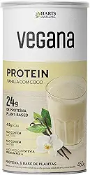 Hart's Natural Proteína Vegana Baunilha com Coco 450g, 24g de Proteína Plant-Based por Porção, Zero Açúcar, Sem Glúten, Sem Lactose, 100% Natural e Vegano