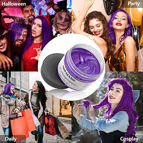 Image of Purple Temporary Hair Dye Wax Natural Instant Hair Color Wax Pomades 4.23 oz,Hair Styling Clay for Party, Cosplay, Halloween,Christmas