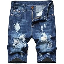Lavnis Mens Casual Ripped Distressed Jeans Shorts