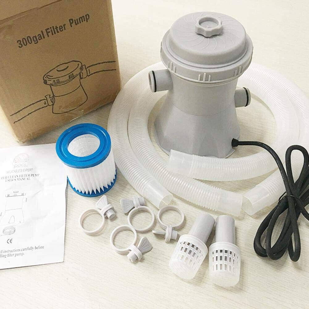 Kit de bomba de filtro de piscina de 220 V con elemento de filtro, bomba de piscina eléctrica de 330 galones herramienta de limpieza de agua en circulación adecuada para circulación de agua caliente