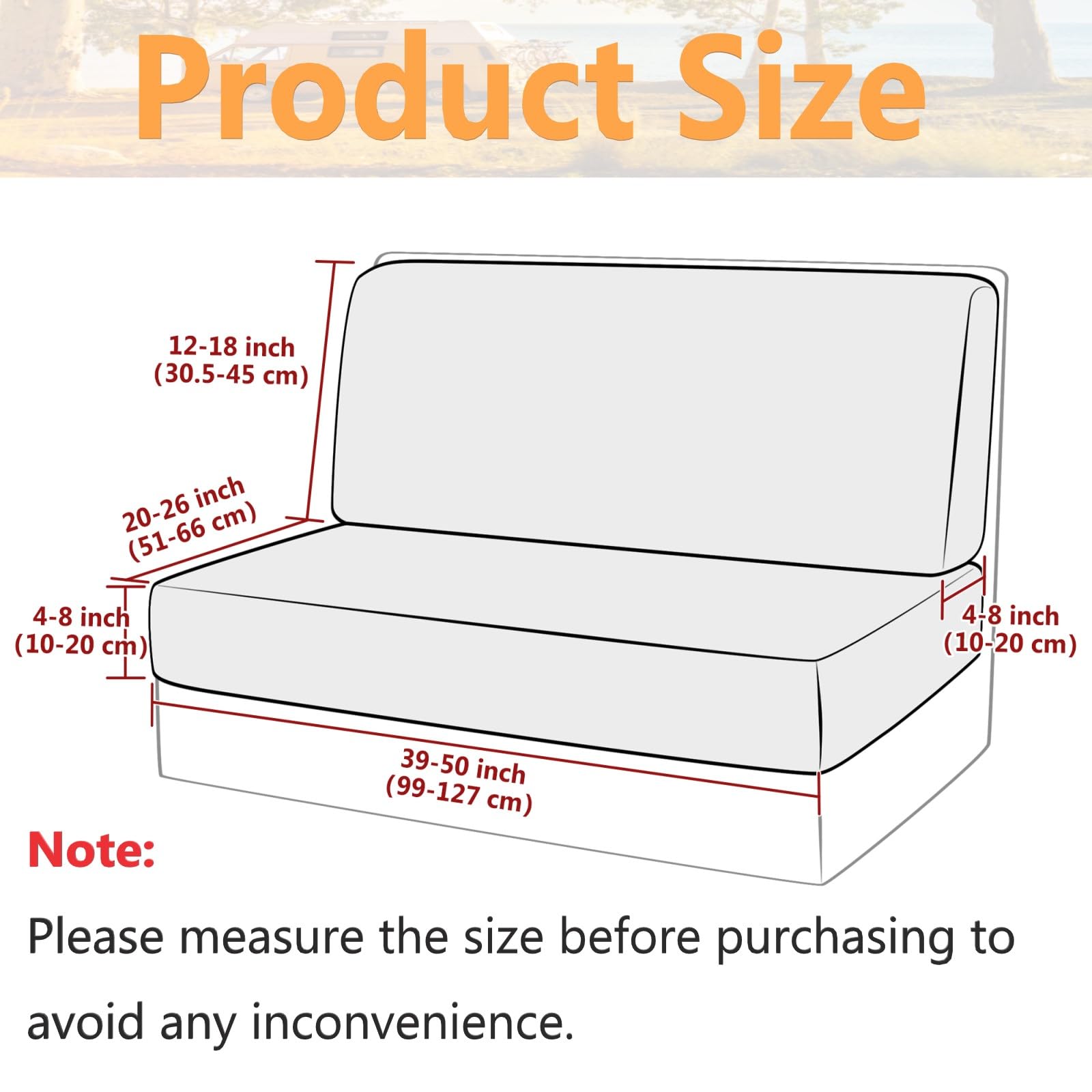 Housse De Coussin De Siège De Caravane, 2 Pièces (1 Set) Élastique Hydrofuge Lavable Housse Banquette RV Housses De Canapé pour Dinette De Camping-Car (Treillis, Couleur Café)