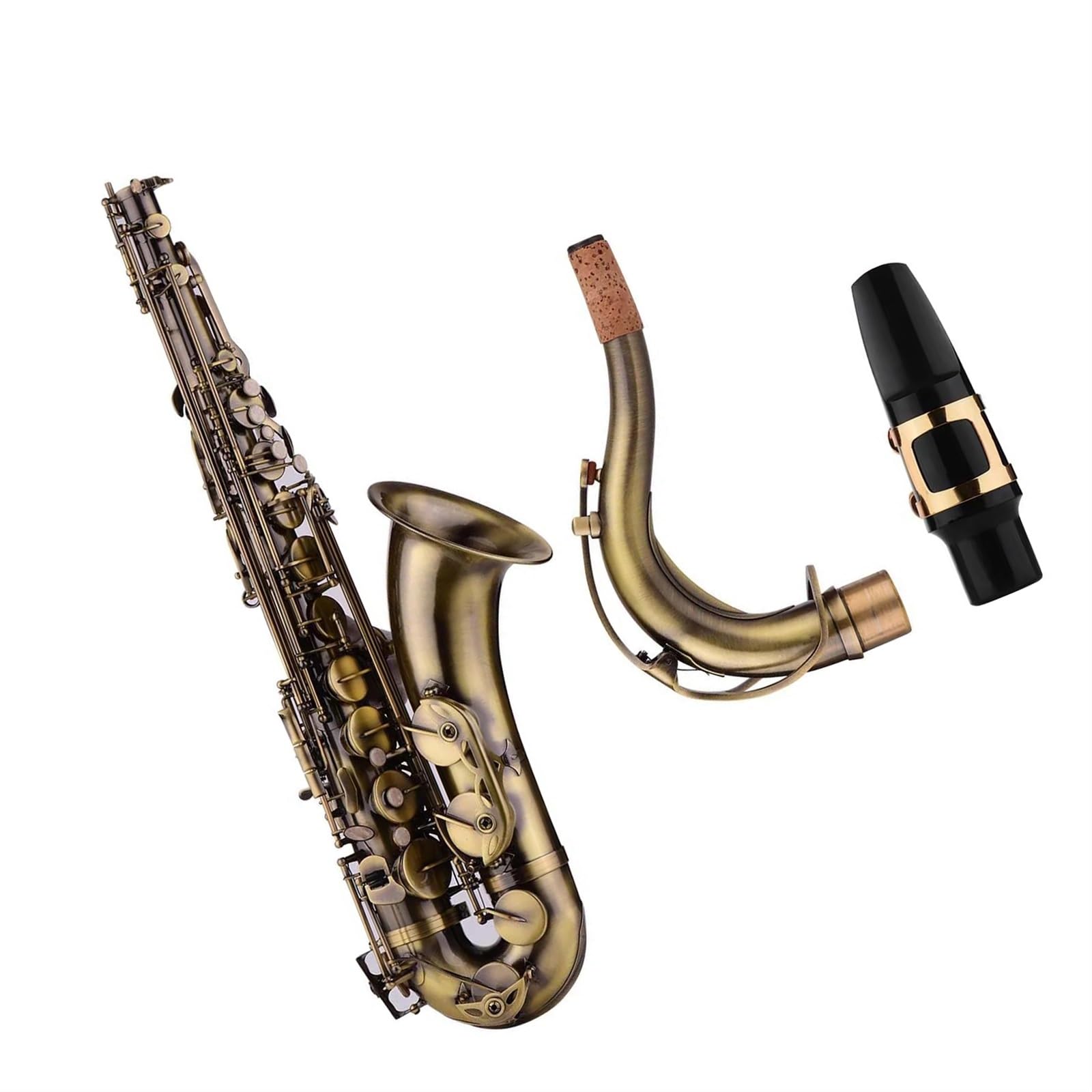 Saksofon Antyczne Wykończenie Bb Saksofon Tenorowy Saksofon Mosiężny Korpus Biały Instrument Dęty Drewniany Z Futerałem Do Przenoszenia Rękawiczki Saksofonowe Paski Na Szyję