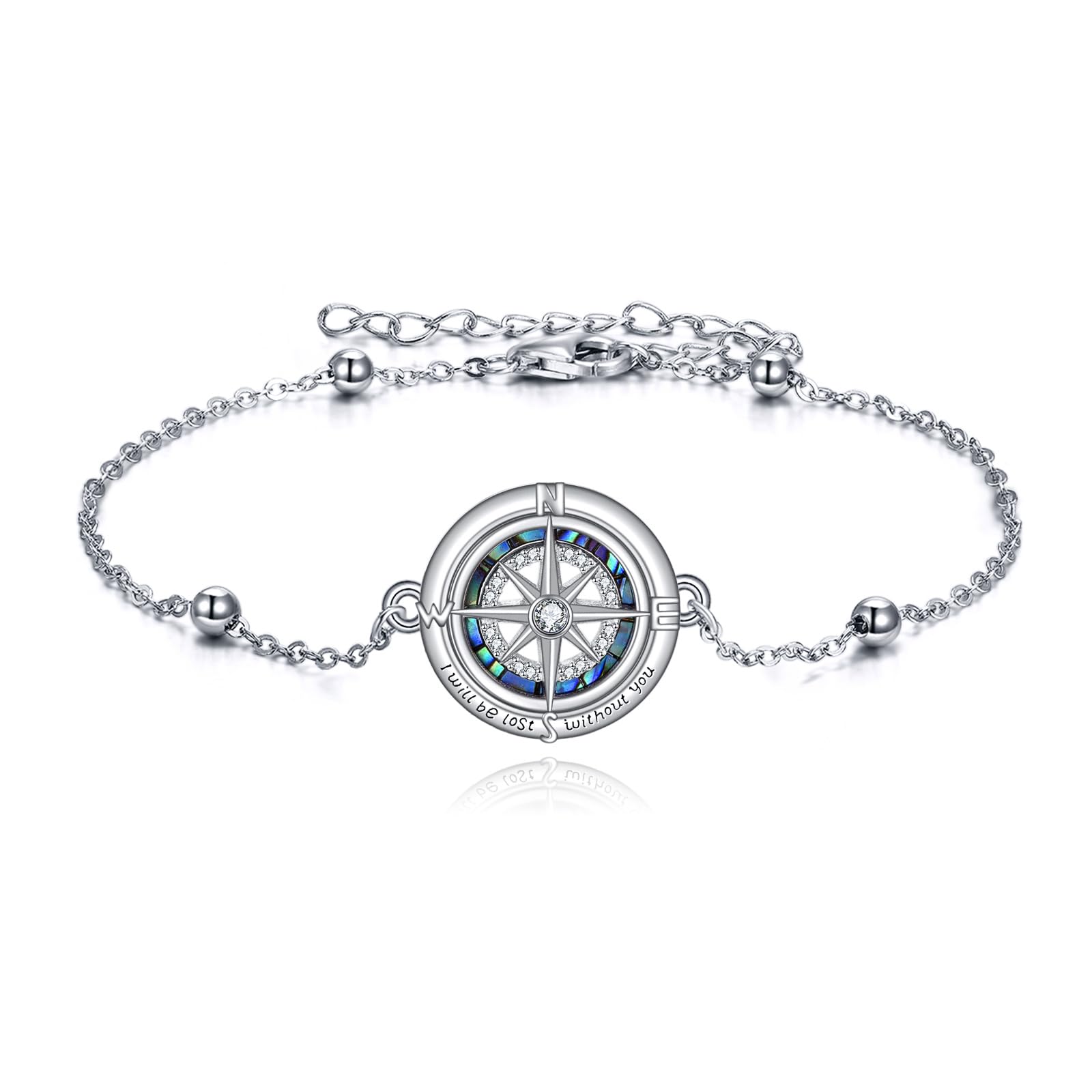 VONALA Pulseras de plata de ley 925 con cruces celtas y brújula de montaña para mujer, pulsera de cadena ajustable, regalo de joyería para familia y amigos