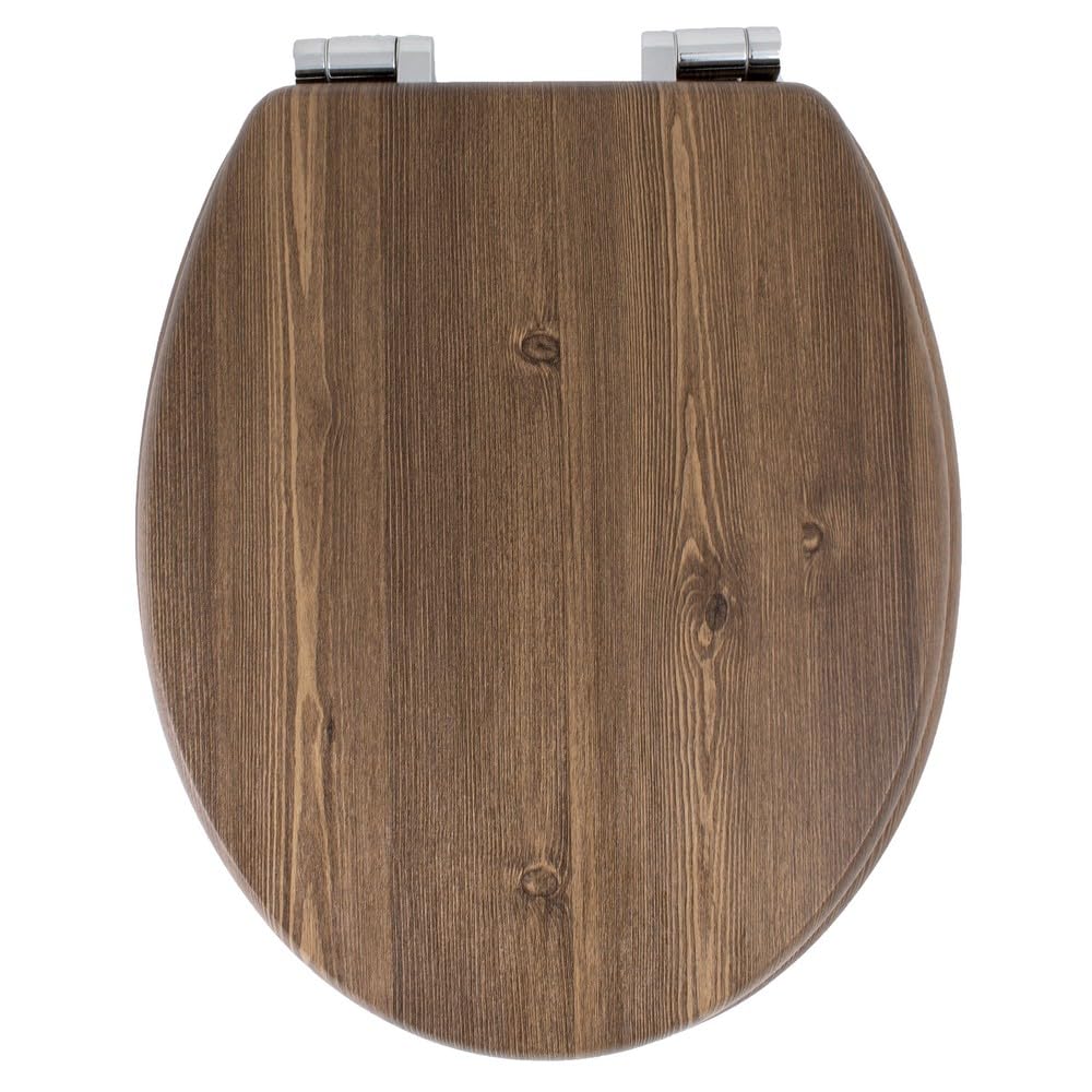AWD Hochwertiger Schöner WC Sitz Deckel TOILETTENSITZ Landhaus Style KLODECKEL in Holzoptik MIT ABSENKAUTOMATIK-Brauntöne aus MDF-Holz