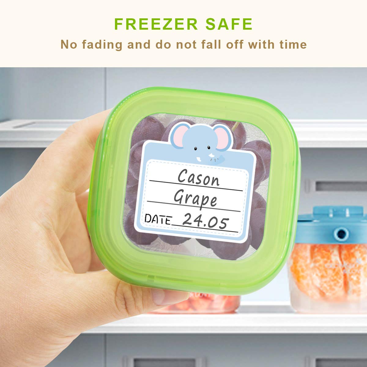 Envases de alimentos Pegatinas Daycare Etiquetas extraíbles impermeables para cocina Botella de niños 108 piezas